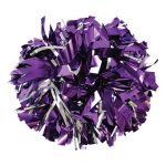purple metallic cheerleading show poms with silver metallic accents