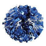 royal metallic cheerleading show poms with silver metallic accents