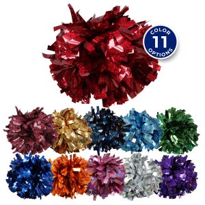 color selection of 6" Solid Holographic Show-style cheerleading Pom Poms