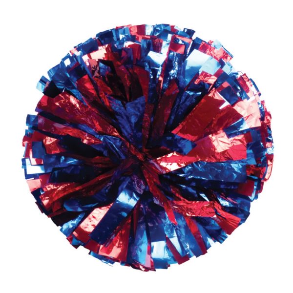 red and royal custom metallic cheer pom