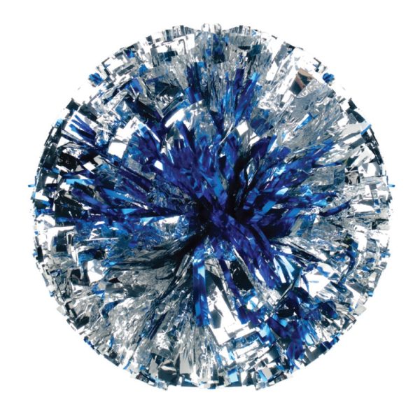 silver and royal metallic custom cheer pom