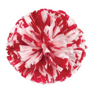 red and white custom wet look cheerleading pom