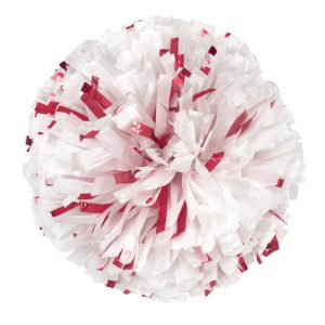 red and white custom wet-look cheerleading pom pom