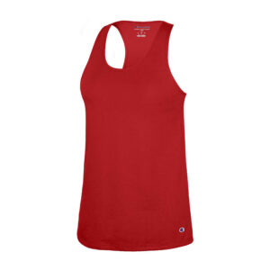 red Champion Essential Racerback Tank Top, front three-quarters view