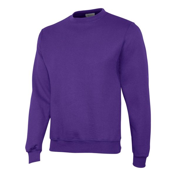 purple Champion Powerblend Fleece Crew Neck sweatshirt, front thre-quarters view