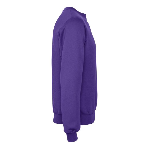 purple Champion Powerblend Fleece Crew Neck sweatshirt, side view