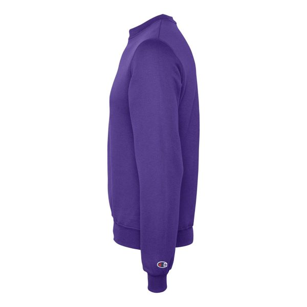 purple Champion Powerblend Fleece Crew Neck sweatshirt, side view