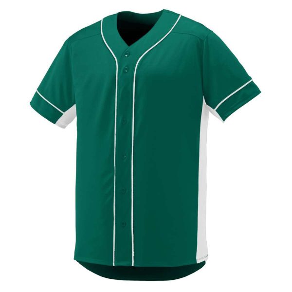 green and white Augusta Slugger Jersey, front three-quarters view