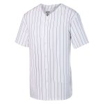 white with black pinstripes Augusta Full-Button Jersey