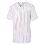 white with red pinstripes Augusta Full-Button Jersey