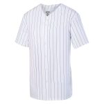 white with royal blue pinstripes Augusta Full-Button Jersey