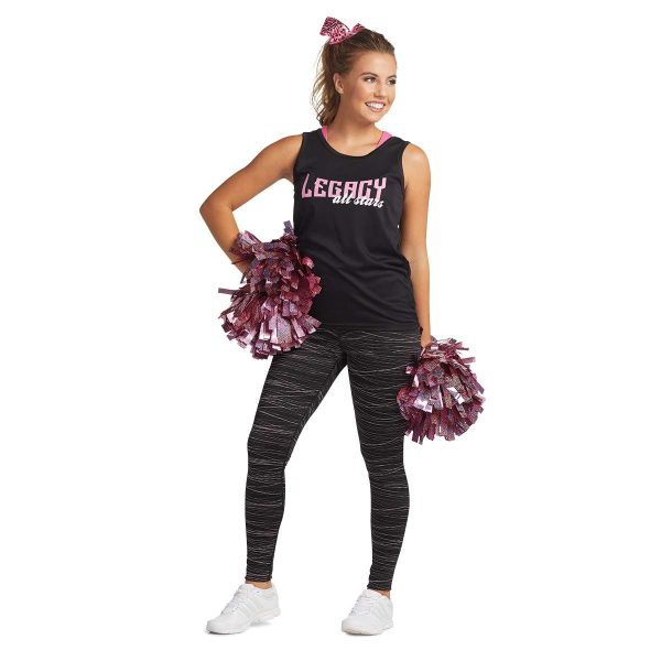 standing cheerleader wearing a black Augusta Training Tank top, front three-quarters view