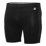 black champion compression short with white champion logo