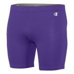 purple champion compression short with white champion logo