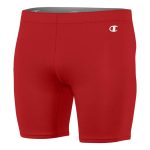 red champion compression short with white champion logo