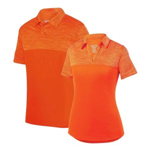 mens and womens orange Augusta Shadow Tonal Heather Polo, front view