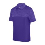 Purple Augusta Men's Shadow Tonal Heather Polo, Front View