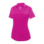 Power Pink Augusta Women's Shadow Tonal Heather Polo, Front View