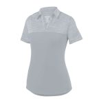 Silver Augusta Women's Shadow Tonal Heather Polo, Front View