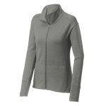 Light Grey Women's Sport-Tek Sport-Wick Flex Fleece Jacket, Front View