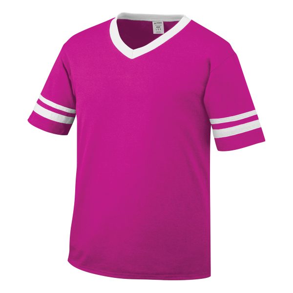 877237 power pink white augusta sleeve stripe jersey
