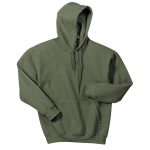 Military Green Heavy Blend Hooded Sweatshirt, Front View