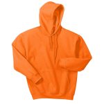 Safety Orange Heavy Blend Hooded Sweatshirt, Front View