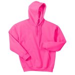 Safety Pink Heavy Blend Hooded Sweatshirt, Front View