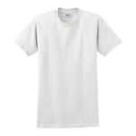 White Solid Color Cotton Tee, Front View