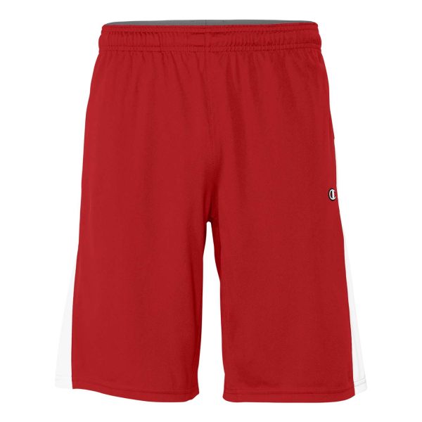 red/white Champion Double Dry Pocketed Short, front view