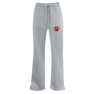 grey Pennant Flare Sweatpant decorated with a red paw print