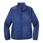 878505 cobalt blue packable puffy jacket