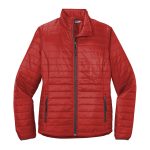 878505 fire red graphite packable puffy jacket