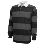 Black/Grey Charles RIver Classic Rugby Shirt, Front View