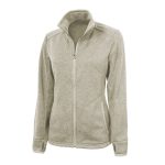 Women's Oatmeal Charles River Heathered Fleece Jacket, Front View