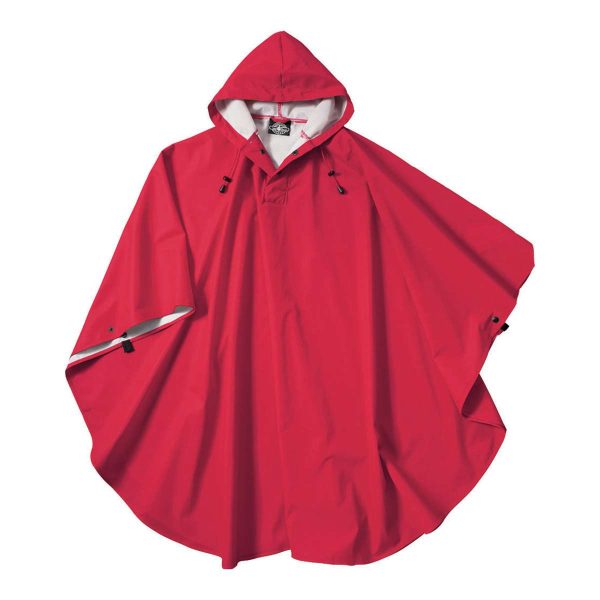 flat lay of a red Charles River Pacific Poncho, front view