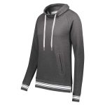 Carbon Heather/White Holloway All-American Funnel Neck Pullover, front three-quarters view