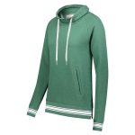 Dark Green Heather/White Holloway All-American Funnel Neck Pullover, front three-quarters view