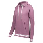 Dusty Rose Heather/White Holloway All-American Funnel Neck Pullover, front three-quarters view