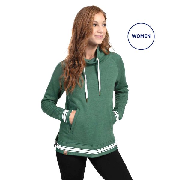 Dark Green Heather Holloway All-American Funnel Neck Pullover, three-quarters view