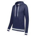 Navy Heather/White Holloway All-American Funnel Neck Pullover, front three-quarters view