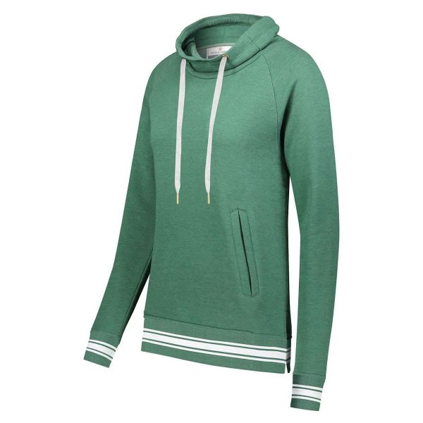 Dark Green Heather Holloway All-American Funnel Neck Pullover, three-quarters view