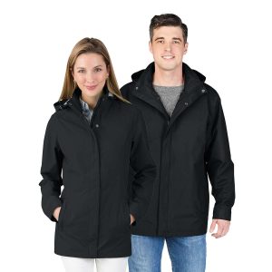 Female and Male Model wearing the Charles River Logan Jacket, front view