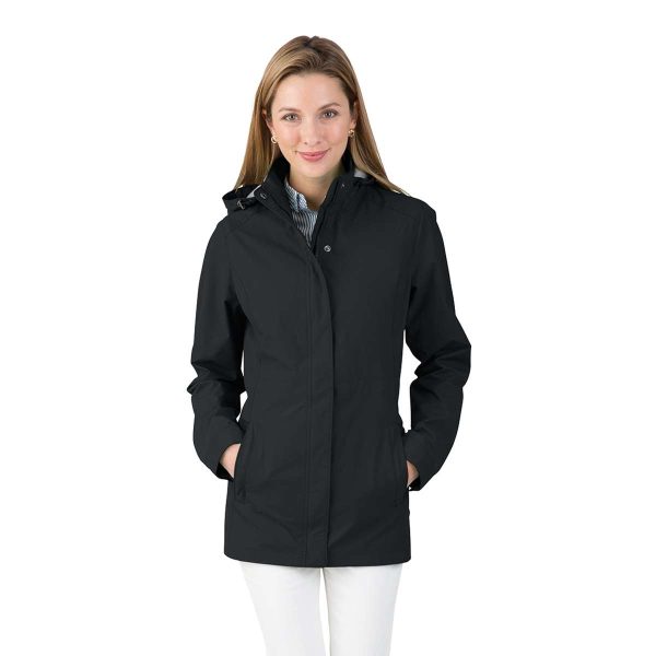 Female Model wearing the Charles River Logan Jacket with hands in the pockets, front view