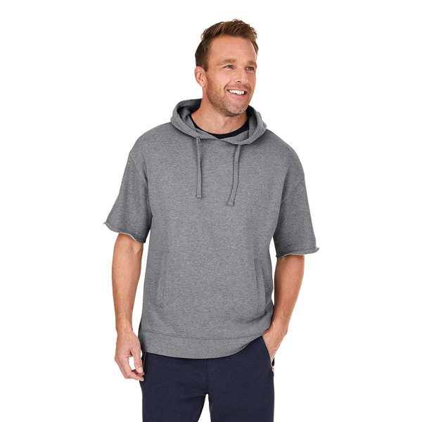 Male model wearing a grey heather Charles River Coaches Hoodie