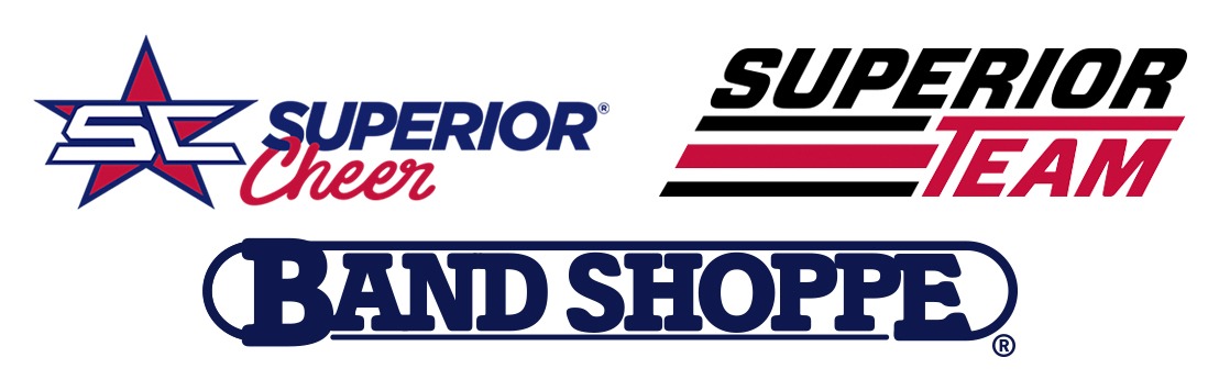 Group of Pearison brand logos - Superior Cheer, Superior Team, and Band Shoppe